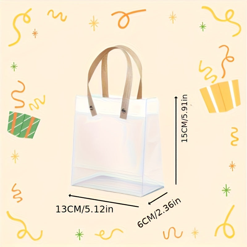 20pcs Clear Frosted Tote Bags with Floral & Bear Design - Durable Polypropylene, Perfect for Weddings, Showers, Birthdays, and Housewarmings, Event Tote Bags | Floral Bear Design | Durable Tote Bags, Tote Bag